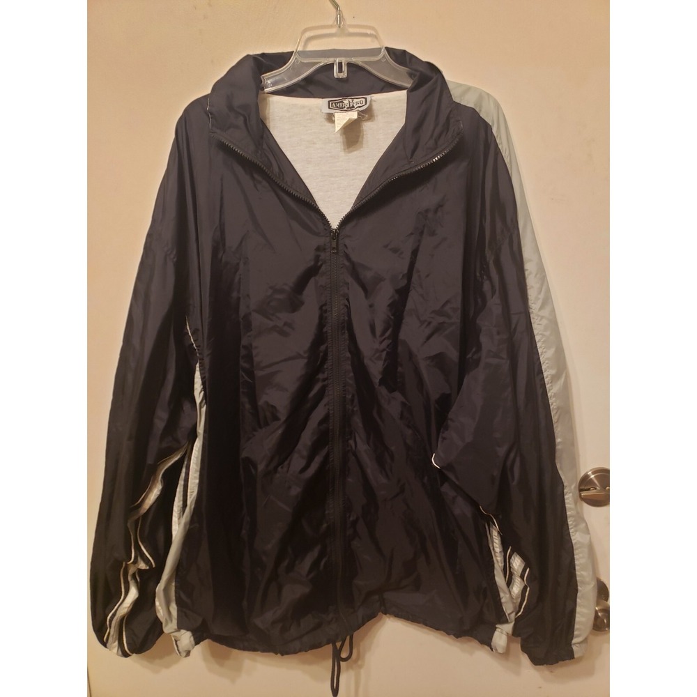 AmeriPro Windbreaker Jacket Men Extra Large XL full zip Black & Gray EUC Vintage